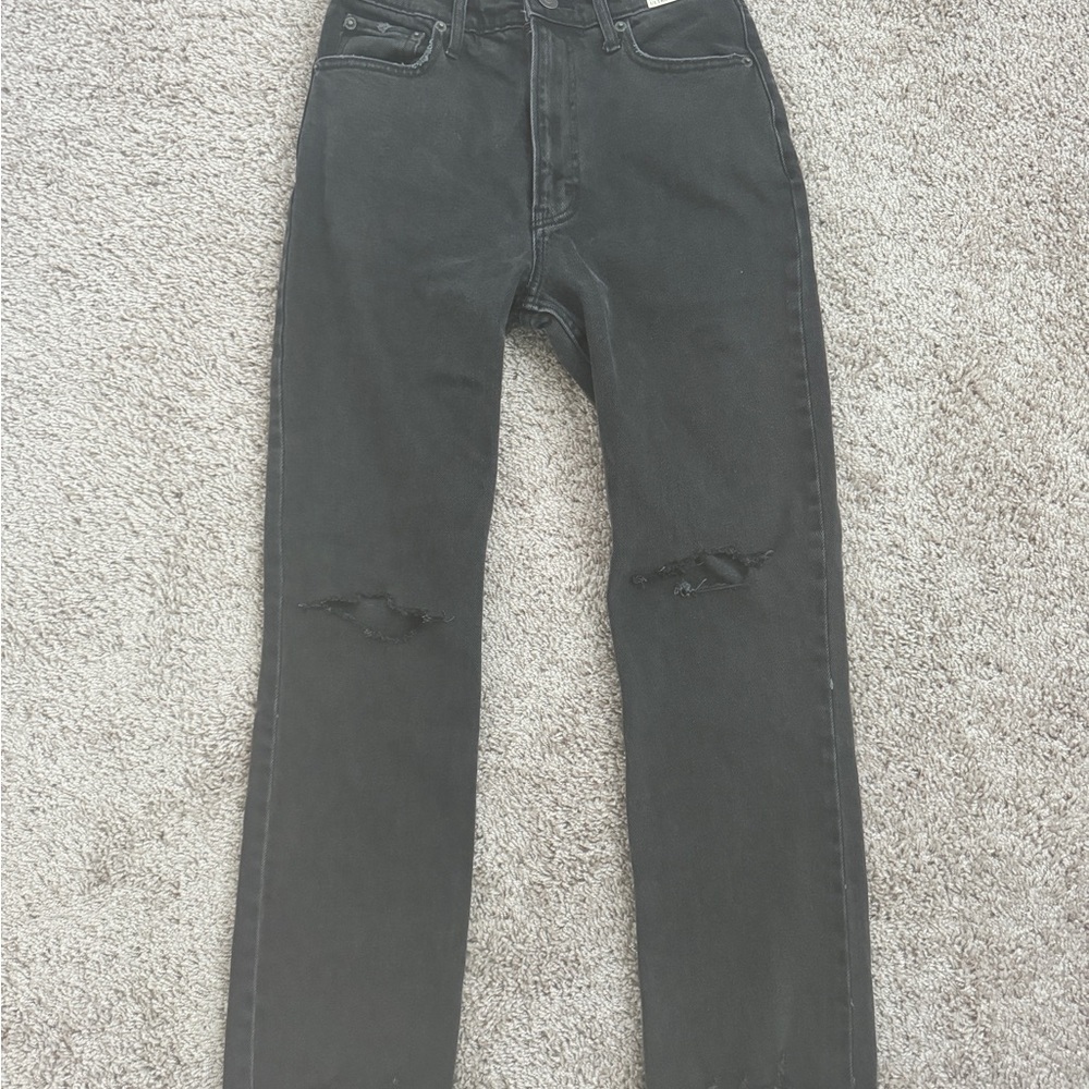 black abercrombie & fitch ankle straight high rise jeans size 00 short